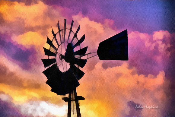 Backlit Windmill